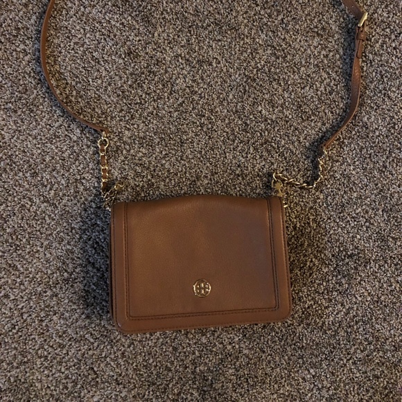 Tory Burch Handbags - Landon Combo Pebbled Leather Crossbody in Bark